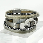 Silver and Metallic Leather Bracelet