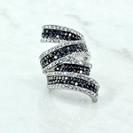 Diamond and Black Crystal CZs Wrap Ring