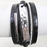 Contemporary Leather and Silver Bracelet