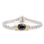 Gold and Silver Rope Bracelet with Black Diamond CZ