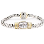 Gold and Silver Rope Bracelet with Clear Diamond CZ