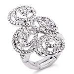 Silver and Swirls of Diamond CZ Crystals Cocktail Ring