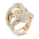 Gold with Interwined Loops of Diamond Crystal CZs  Cocktail Ring