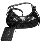 Black Vegan Patent Leather Crossbody Handbag