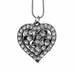 Elegant Silver Heart-Shaped  Pendant Necklace with CZ Crystals