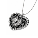 Silver 'Key to My Heart' Locket with Crystal CZs