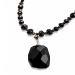 Black Onyx Pendant with Black Crystal CZs