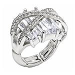 Silver-Tone Crystal Statement Ring