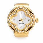 Luxury Diamond-Cut  CZ Ring Watch - Gold