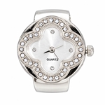 Luxury Diamond-Cut CZ Ring Watch - Silver