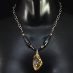 Swarovski Gold Crystal & Black Onyx Sterling Silver Chain Necklace
