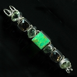 Green Turquoise Center Stone with Amethyst, Smokey Quartz & Citrine in Sterling Silver Bracelet