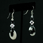 Black & White Marble Sterling Silver Dangle Earrings
