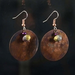 Sedona Copper Circles with Violet & Gold Swarovski Crystals on Sterling Silver Hook Earrings