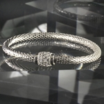 Italian Sterling Silver with Swarovski Crystal Snakeskin Bracelet