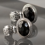 Etched Sterling Silver with Black Onyx Earrings