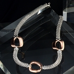 Sterling Silver with Copper Square Link Necklace