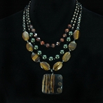 Tiger Eye & Semi Precious Stones with Swarovski Pearls Necklace