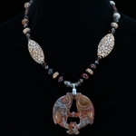 Bone with Swarovski Crystal & Sterling Silver Bead Necklace