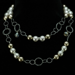 Swarovski Gold & White Pearl Crystal Necklace
