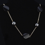 Black Onyx & Swarovski Black Pearl Sterling Silver Necklace