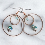Sedona Copper Hoops with Turquoise Beads