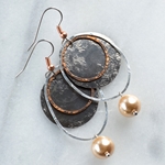 Sedona Silver & Copper with Gold Pearl Earrings