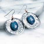 Sedona Blue Lapis on Silver Hammered Disc with Silver Hoop Earrings