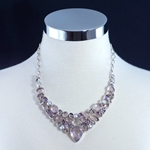 Rose & Clear Quartz with Amethyst & Pearls Set in Sterling Silver Necklace
