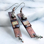 Sedona Copper & Leather Dangle Earrings with Silver and Swarovski Crystals