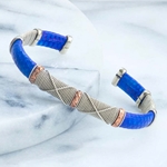 Sapphire Blue Snakeskin Leather Cuff Bracelet