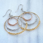 Gold & Rose Gold Overlay on Sterling Silver with Beads Hoop Earrings