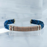 Lapis Blue Snakeskin Leather Cuff Bracelet