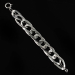 Silver Oval Etched Chains Bracelet