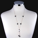 Black & Clear Swarovski Crystals on a Sterling Silver Chain Necklace