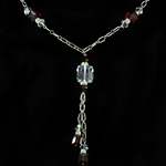 Red & Clear Swarovski Crystals Sterling Silver Necklace