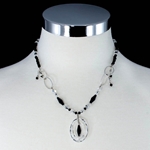 Black & Clear Swarovski Crystals with Sterling Silver Necklace