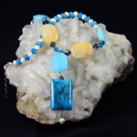 Turquoise with Selenite & Azure Gemstones & Swarovski Crystal Necklace