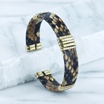 Brown & Tan Snakeskin Leather Cuff Bracelet