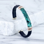 Green and Black Snakeskin Leather Cuff Bracelet