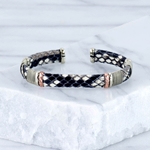 Black, Gray and White Snakeskin Leather Cuff Bracelet