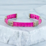 Pink Snakeskin Leather Cuff Bracelet