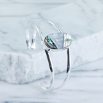 German Silver, Mother of Pearl & Abalone Cuff Bracelet