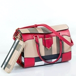 Vegan Leather Doctor Style Bag in Red Plaid